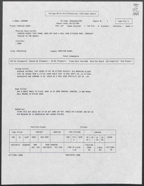 Doug Creek scouting report, September 1995 10