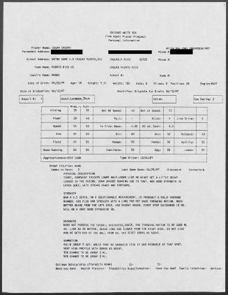 Cesar Crespo scouting report, 1997 April 25