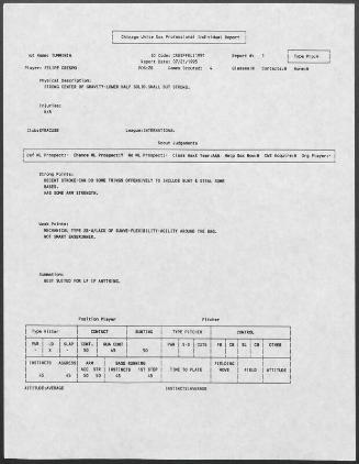 Felipe Crespo scouting report, 1995 July 21