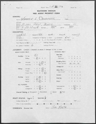 Warren Cromartie scouting report, 1973 January 04