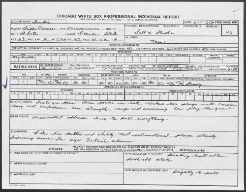 Tripp Cromer scouting report, 1990 June 01