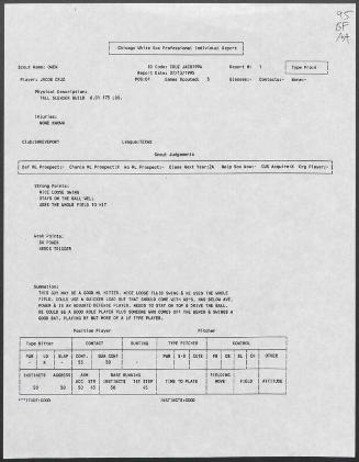 Jacob Cruz scouting report, 1995 July 13