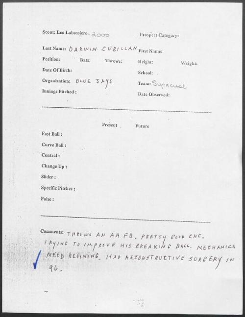 Darwin Cubillan scouting report, 2000