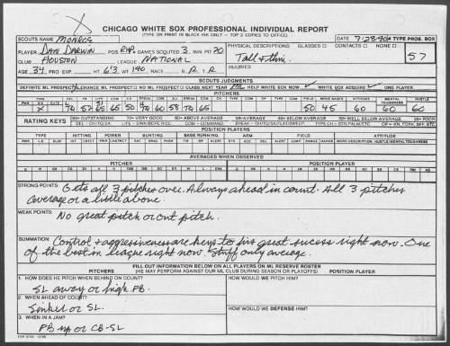 Danny Darwin scouting report, 1990 July 28