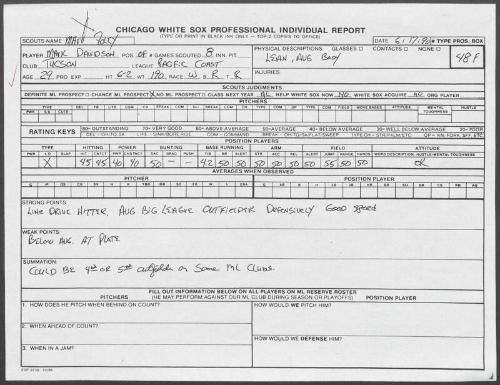 Mark Davidson scouting report, 1990 June 17