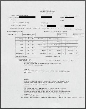 Travis Dawkins scouting report, 1997 March 29