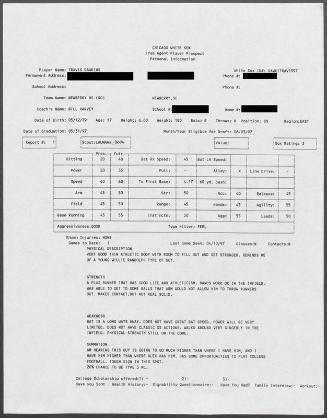 Travis Dawkins scouting report, 1997 April 10