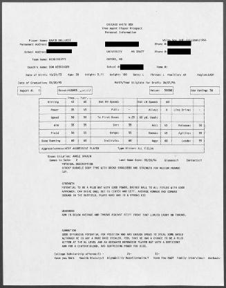 David Dellucci scouting report, 1994 March 26