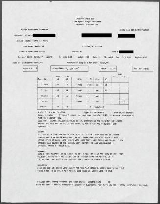 Ryan Dempster scouting report, 1995 April 15