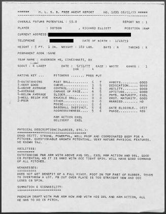 Richard Dotson scouting report, 1977 May 31