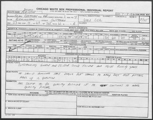 Brian Drahman scouting report, 1990 July 09