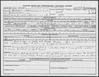 Brian Drahman scouting report, 1990 August 08