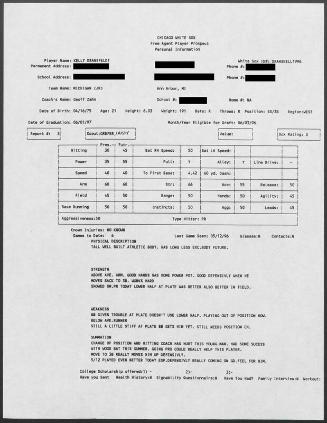 Kelly Dransfeldt scouting report, 1996 May 12