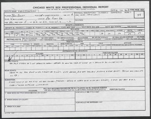 Tom Drees scouting report, 1990 June 10