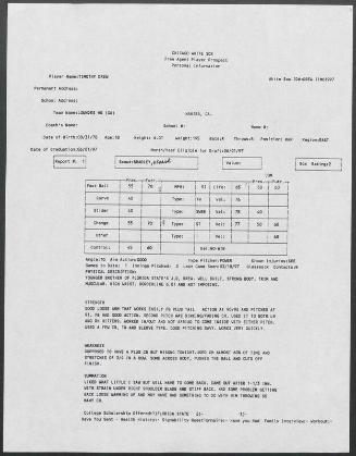 Tim Drew scouting report, 1997 March 18