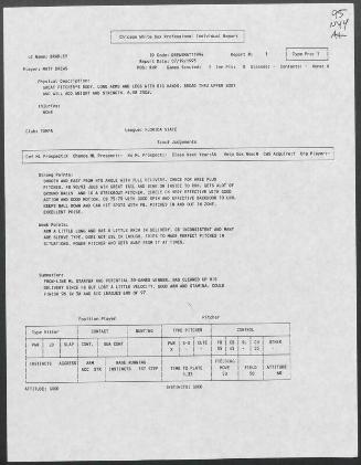 Matt Drews scouting report, 1995 July 19