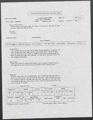 Todd Dunwoody scouting report, 1995 July 26