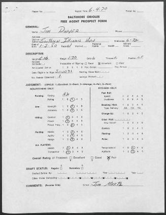 Jim Dwyer scouting report, 1970 June 04