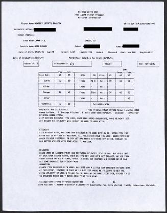 Scott Elarton scouting report, 1994 March 25