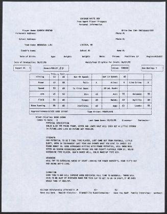 Darin Erstad scouting report, 1995 February 25