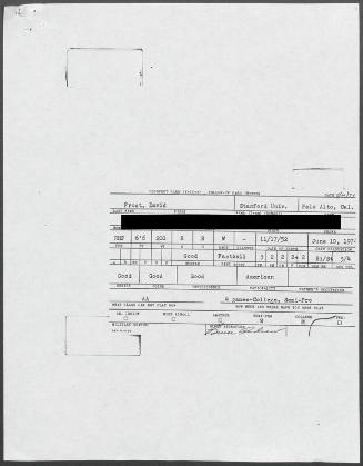 Dave Frost scouting report, 1974 May 21