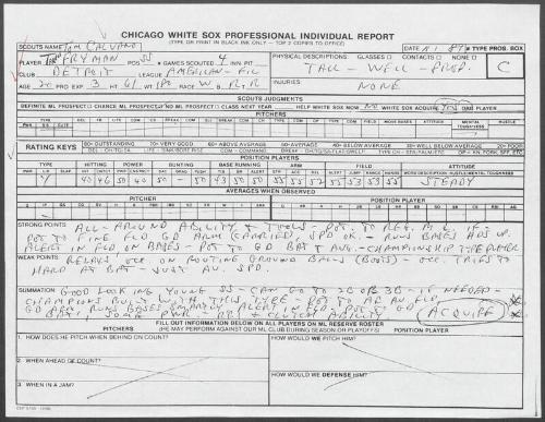 Travis Fryman scouting report, 1989 November