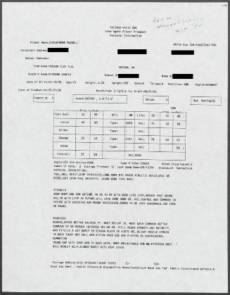 Chris Fussell scouting report, 1994 May 10