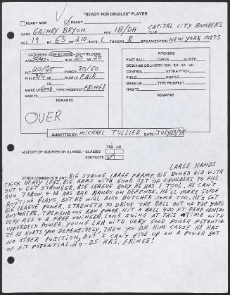 Bryon Gainey scouting report, 1995 July 23