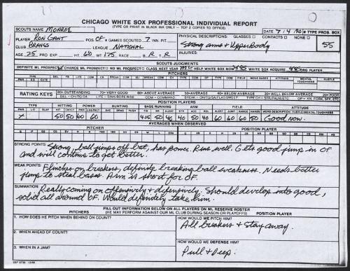 Ron Gant scouting report, 1990 July 04