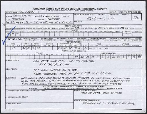 Carlos Garcia scouting report, 1990 June 24