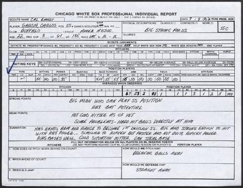 Carlos Garcia scouting report, 1990 July 09