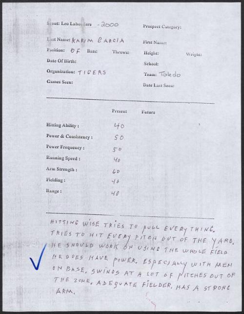 Karim Garcia scouting report, 2000