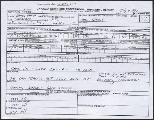 Ramon Garcia scouting report, 1990 July 04