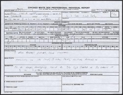 Ramon Garcia scouting report, 1990 July 07