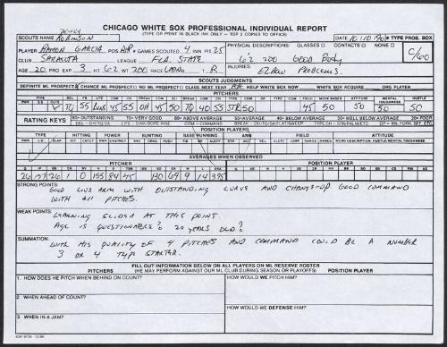 Ramon Garcia scouting report, 1990 October 10