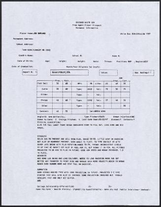 Jon Garland scouting report, 1997 February 22