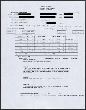 Jeremy Giambi scouting report, 1996 March 19