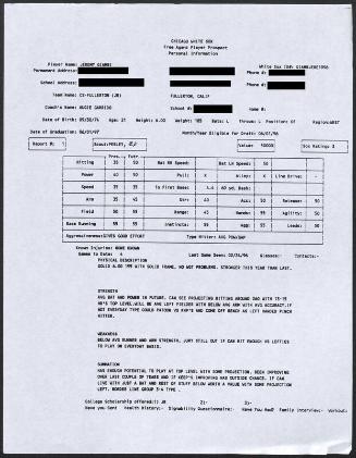 Jeremy Giambi scouting report, 1996 February 24