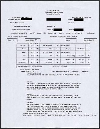 Troy Glaus scouting report, 1994 April 20