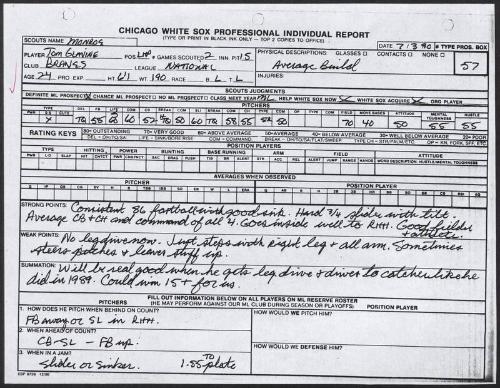 Tom Glavine scouting report, 1990 July 03