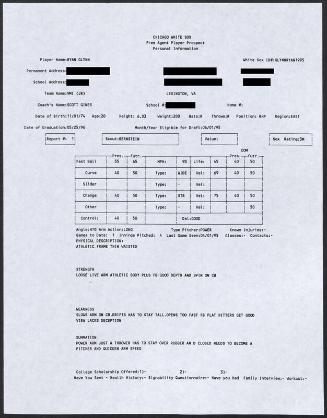 Ryan Glynn scouting report, 1995 April 01