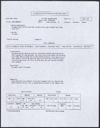 Alex Gonzalez scouting report, 1995 October 03