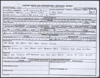 Denny Gonzalez scouting report, 1989 July 21