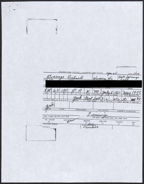 Goose Gossage scouting report, 1970 April 25