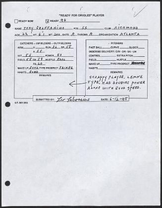 Tony Graffanino scouting report, 1995 June 12