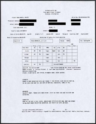 Danny Graves scouting report, 1994 February 05