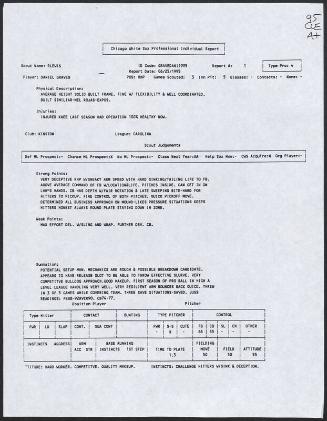 Danny Graves scouting report, 1995 June 25