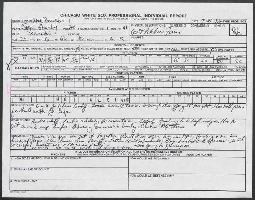 Jason Grimsley scouting report, 1990 July 21