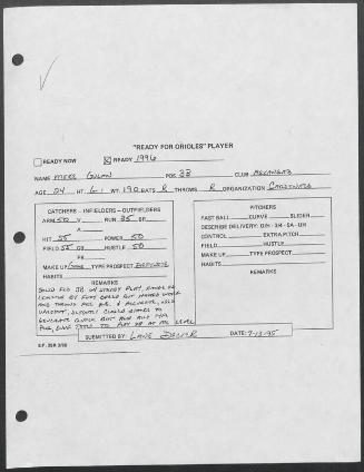 Mike Gulan scouting report, 1995 July 13