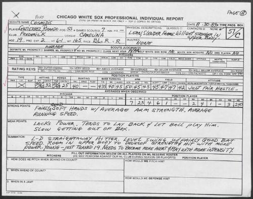 Ricky Gutierrez scouting report, 1989 August 30